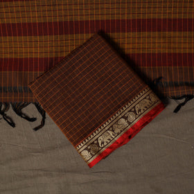 Dharwad Checks Mercerised Cotton 3pc Unstitched Dress Material Suit Set with Woven Border 84