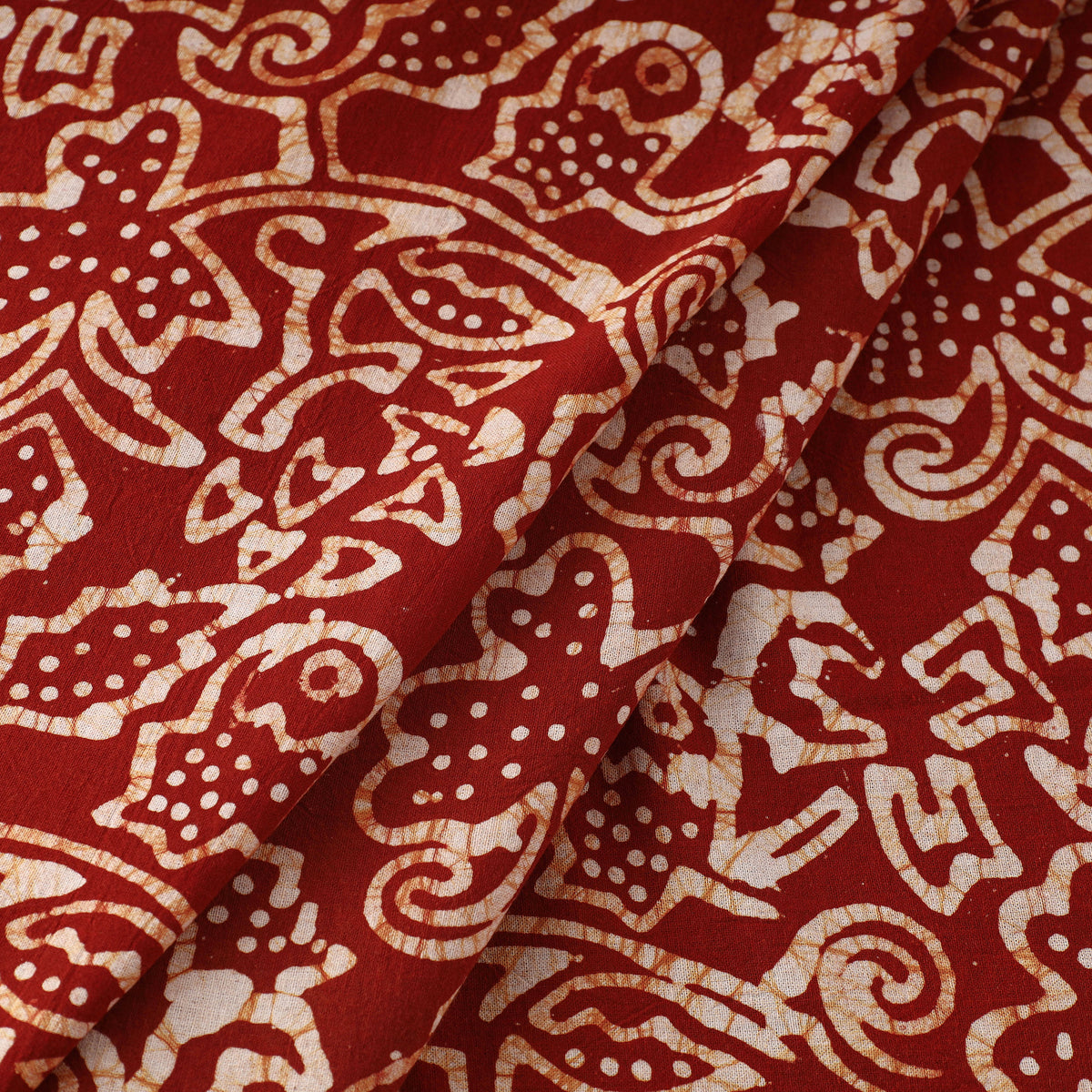 Red - Pure Cotton Kutch Batik Print Fabric 57