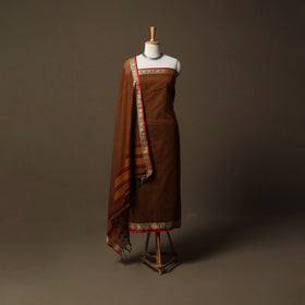 Dharwad Checks Mercerised Cotton 3pc Unstitched Dress Material Suit Set with Woven Border 84