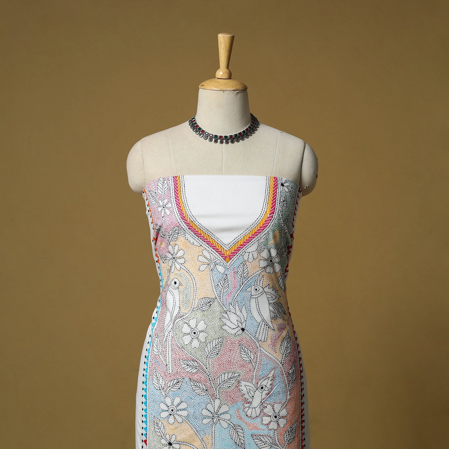 Bengal Kantha Hand Embroidered Unstitched Kurta Material (2.8M) 30