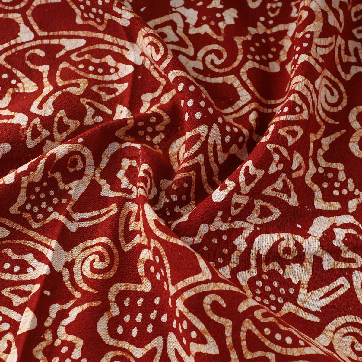 Red - Pure Cotton Kutch Batik Print Fabric 57