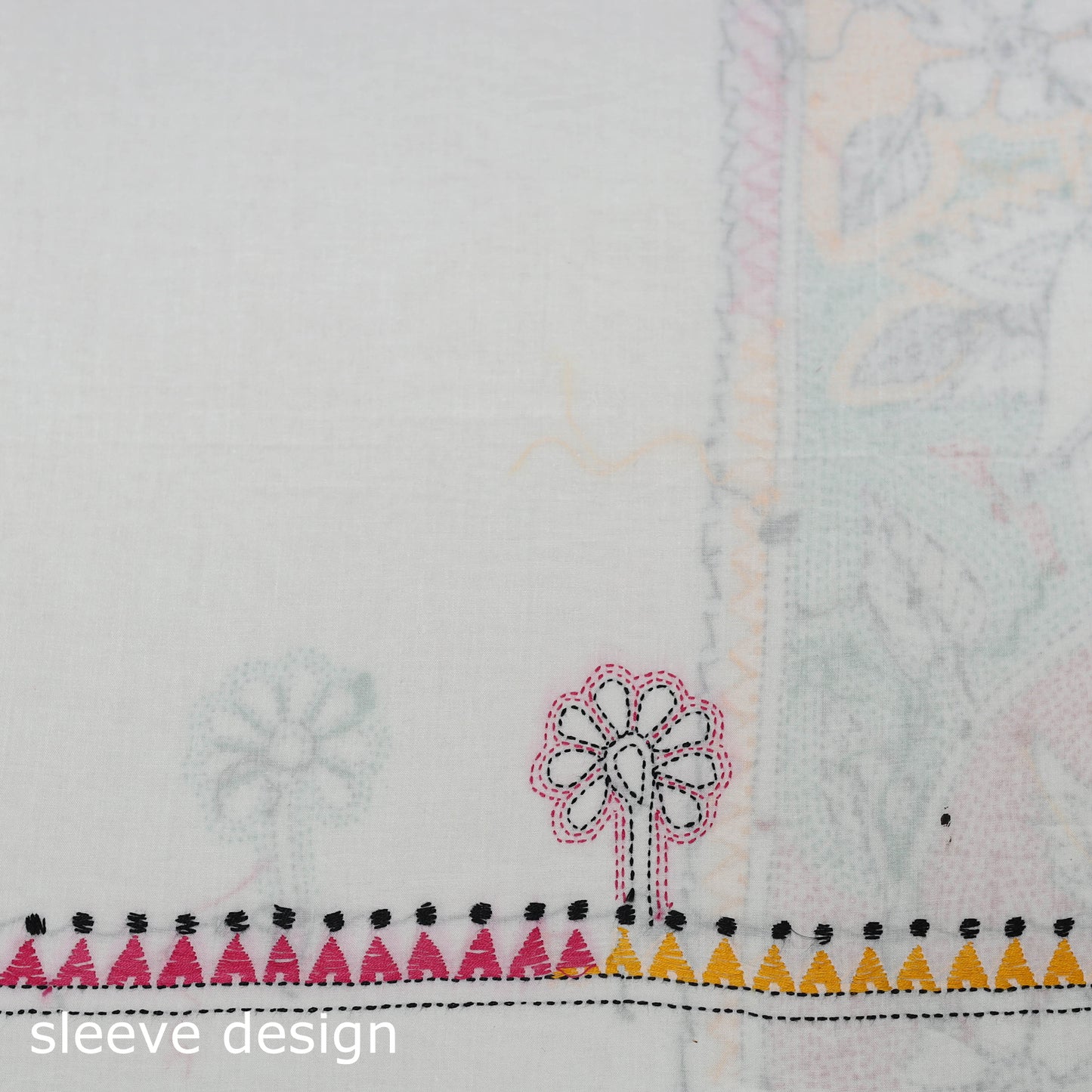 Bengal Kantha Hand Embroidered Unstitched Kurta Material (2.8M) 30