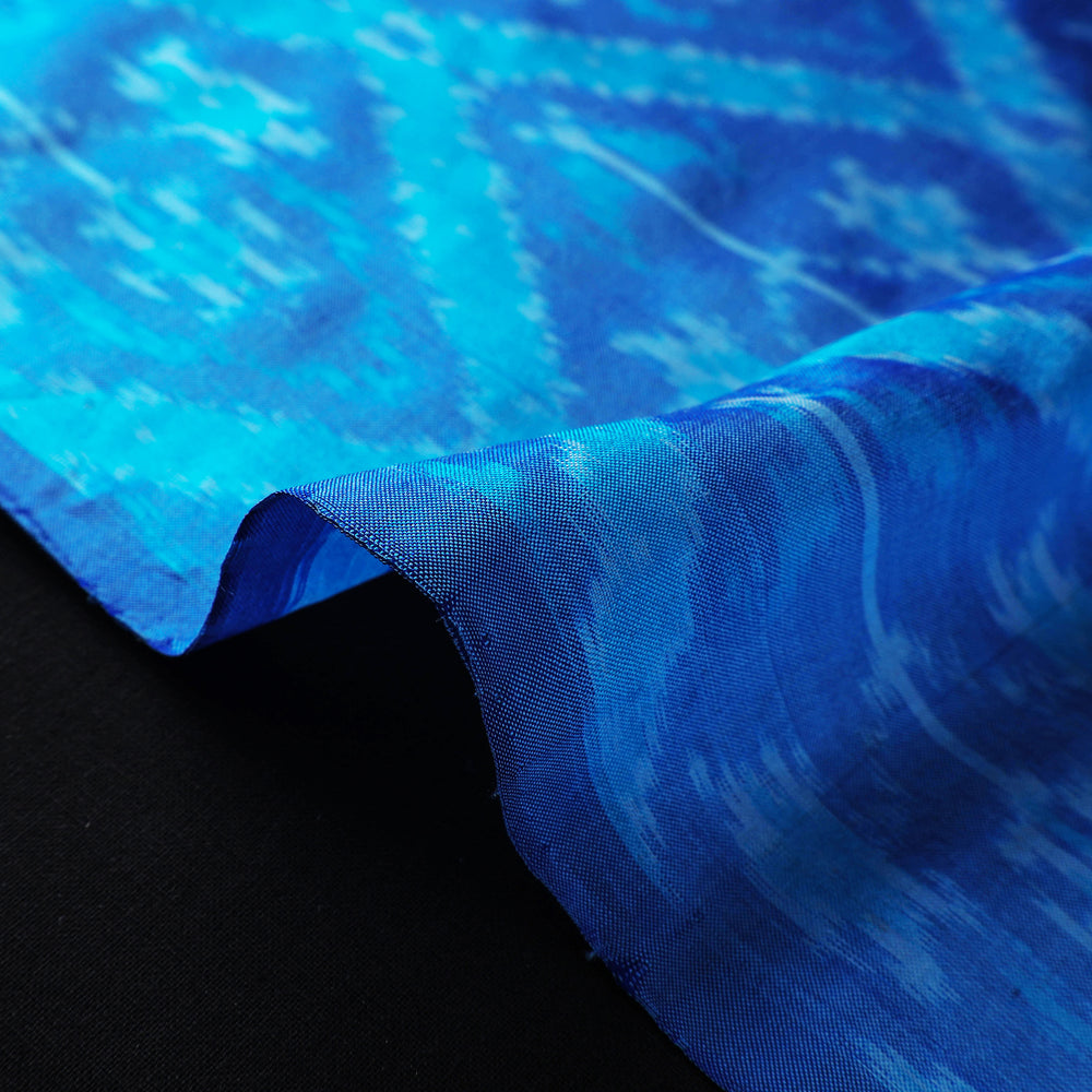 Blue - Pochampally Ikat Weave Handloom Pure Mulberry Silk Fabric 38