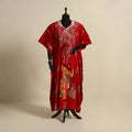 Red - cotton hand batik kaftan with tie-up waist (long) 17