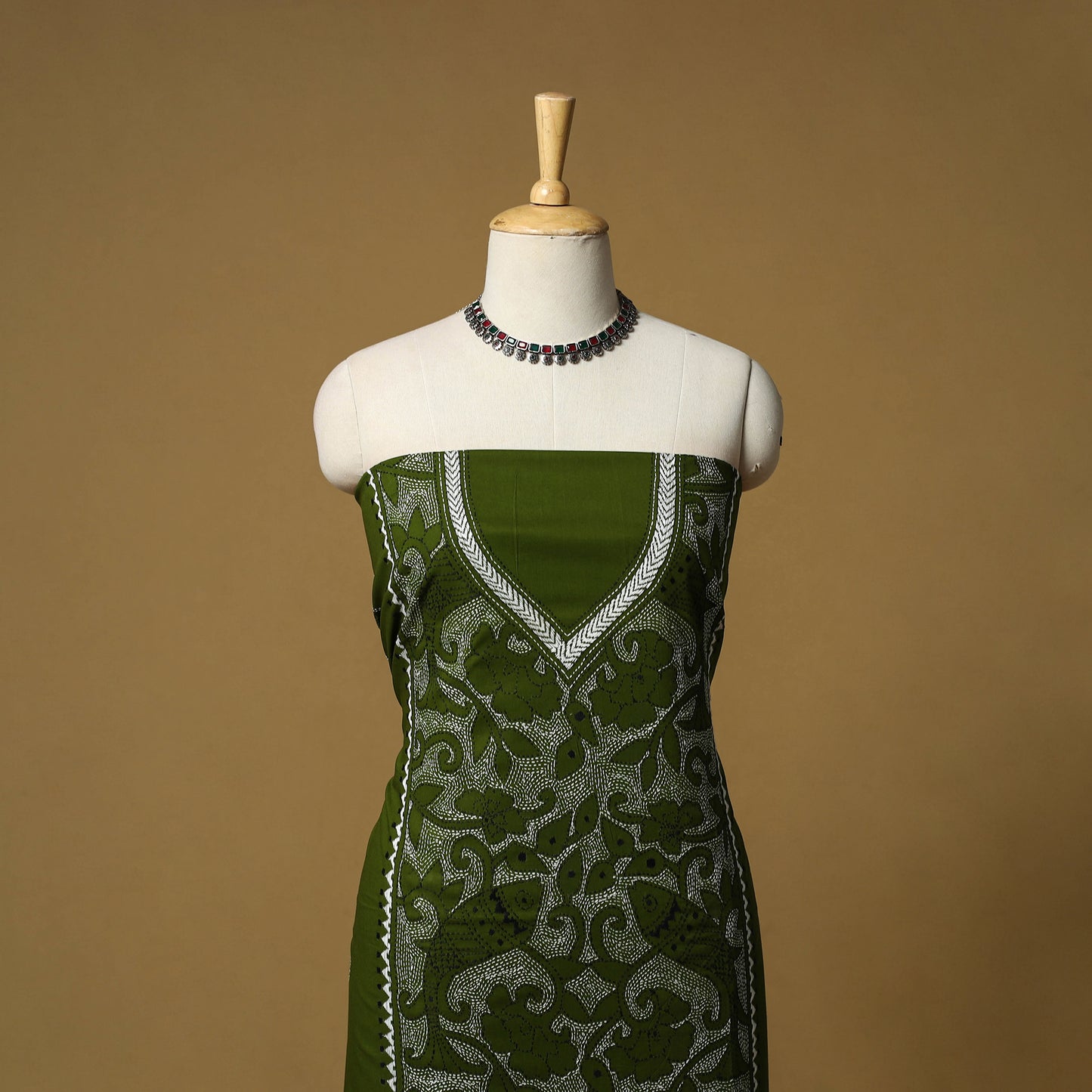 Bengal Kantha Hand Embroidered Unstitched Kurta Material (2.8M) 31