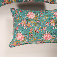 Green - Set of 2 Sanganeri Block Print Cotton Pillow Covers 38