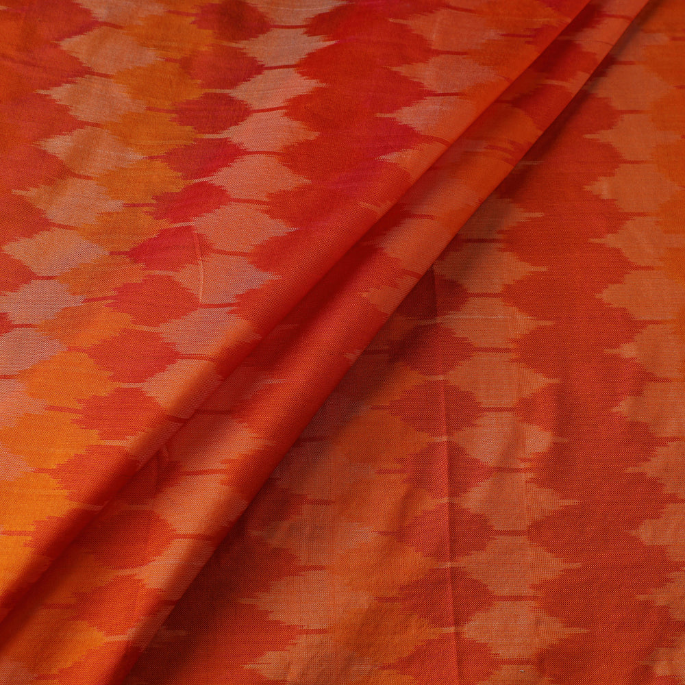 Orange - Pochampally Ikat Weave Handloom Pure Mulberry Silk Fabric 37