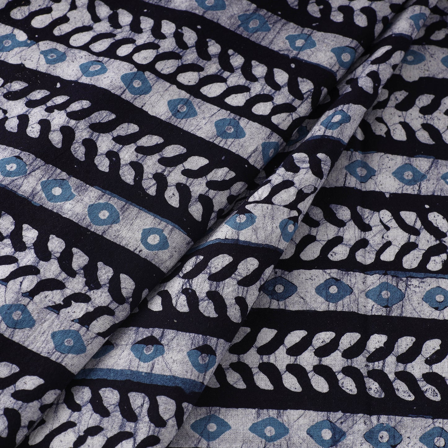 Blue - Pure Cotton Kutch Batik Print Fabric 60