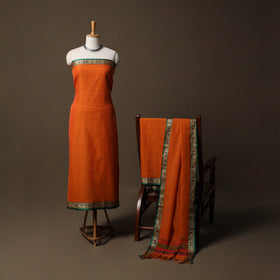 Dharwad Checks Mercerised Cotton 3pc Unstitched Dress Material Suit Set with Woven Border 86