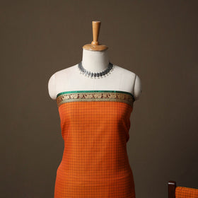 Dharwad Checks Mercerised Cotton 3pc Unstitched Dress Material Suit Set with Woven Border 86
