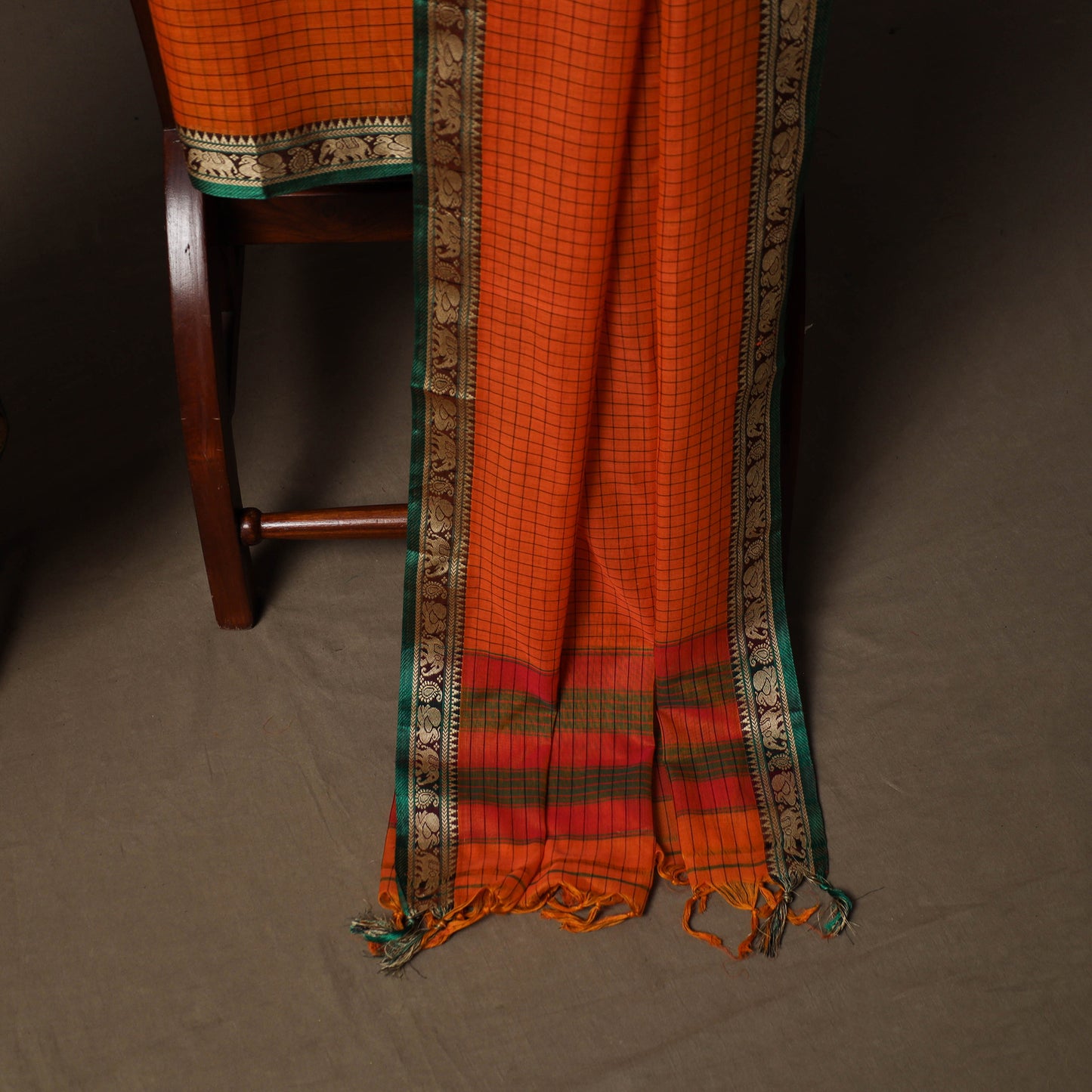 Dharwad Checks Mercerised Cotton 3pc Unstitched Dress Material Suit Set with Woven Border 86