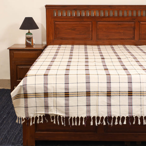 White - single handloom cotton bed sheet (90 x 60 in) 76