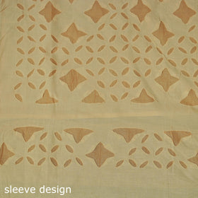 Yellow - Barmer Cut Work Cotton Applique 3pc Unstitched Dress Material 10