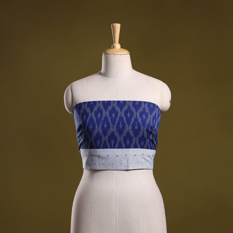 Blue - Cotton Pochampally Ikat Blouse Piece 30