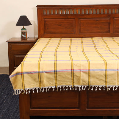 Yellow - single handloom cotton bed sheet (90 x 60 in) 77