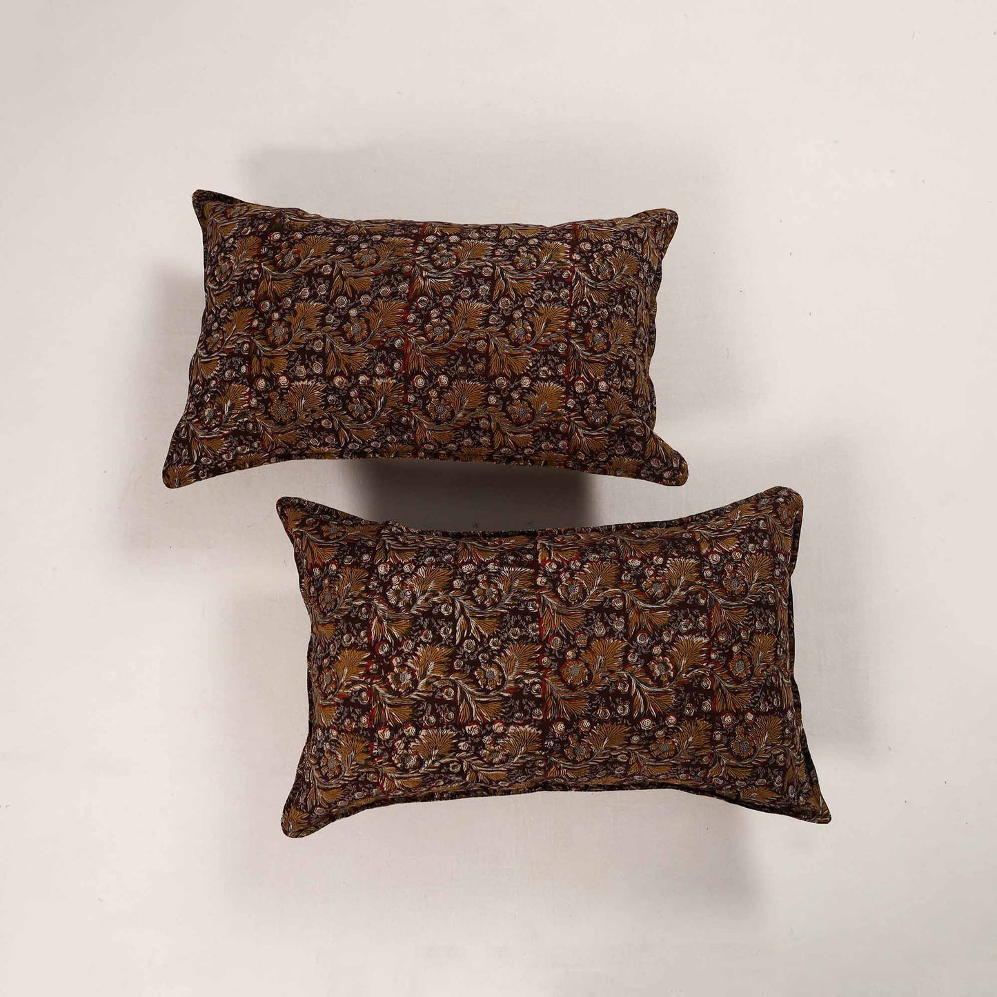 Maroon - Set of 2 Bagru Block Print Cotton Pillow Covers 40