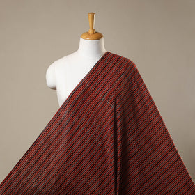 Red Natural Dyed 3 Kaam Block Print Cotton Ajrakh Fabric