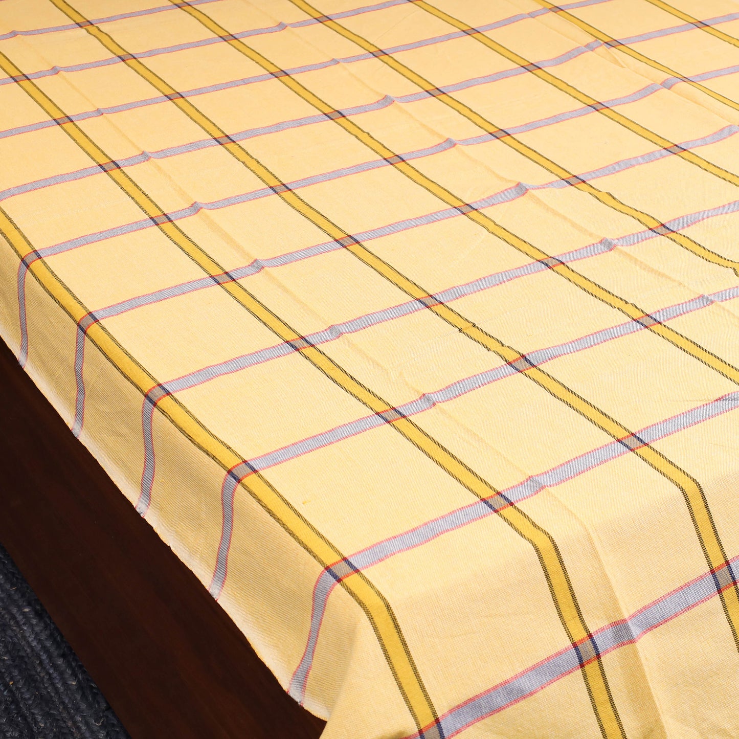 Yellow - single handloom cotton bed sheet (90 x 60 in) 77
