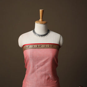 Dharwad Checks Mercerised Cotton 3pc Unstitched Dress Material Suit Set with Woven Border 87