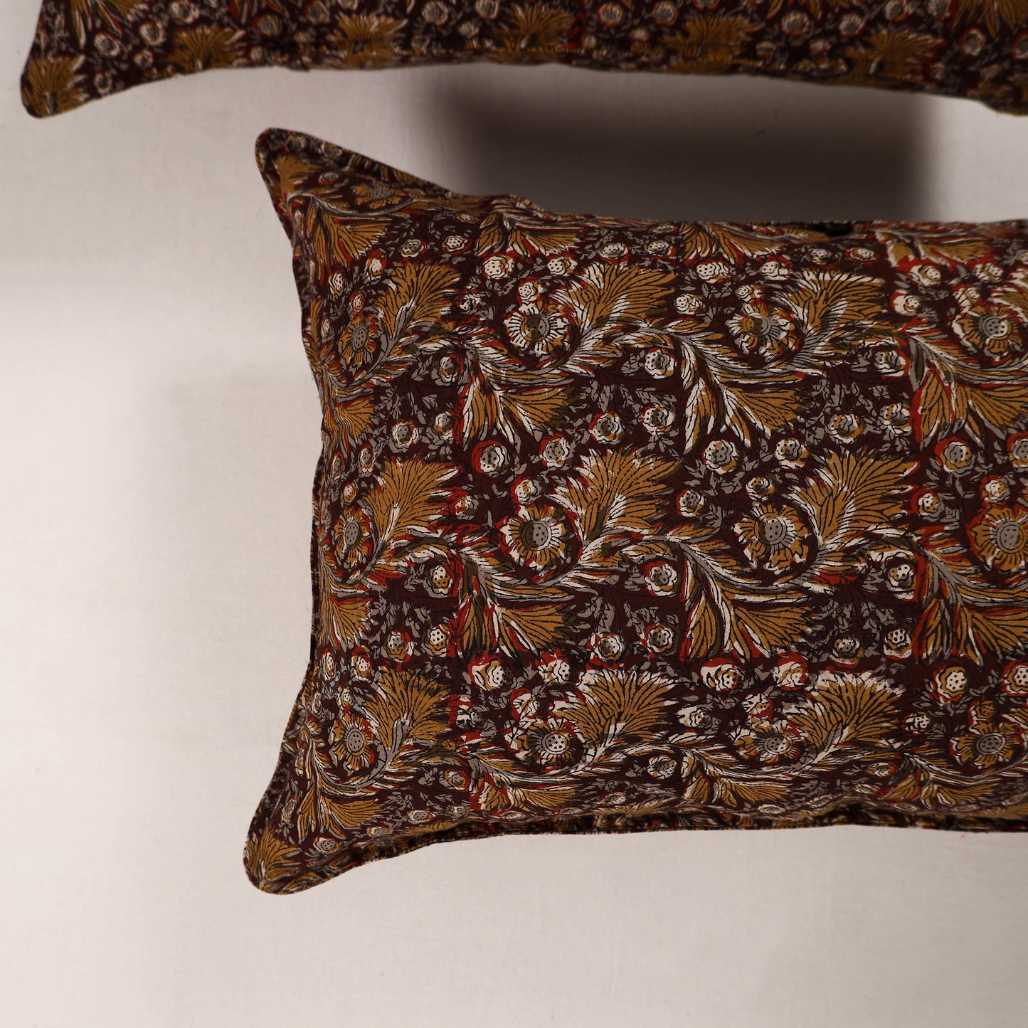 Maroon - Set of 2 Bagru Block Print Cotton Pillow Covers 40