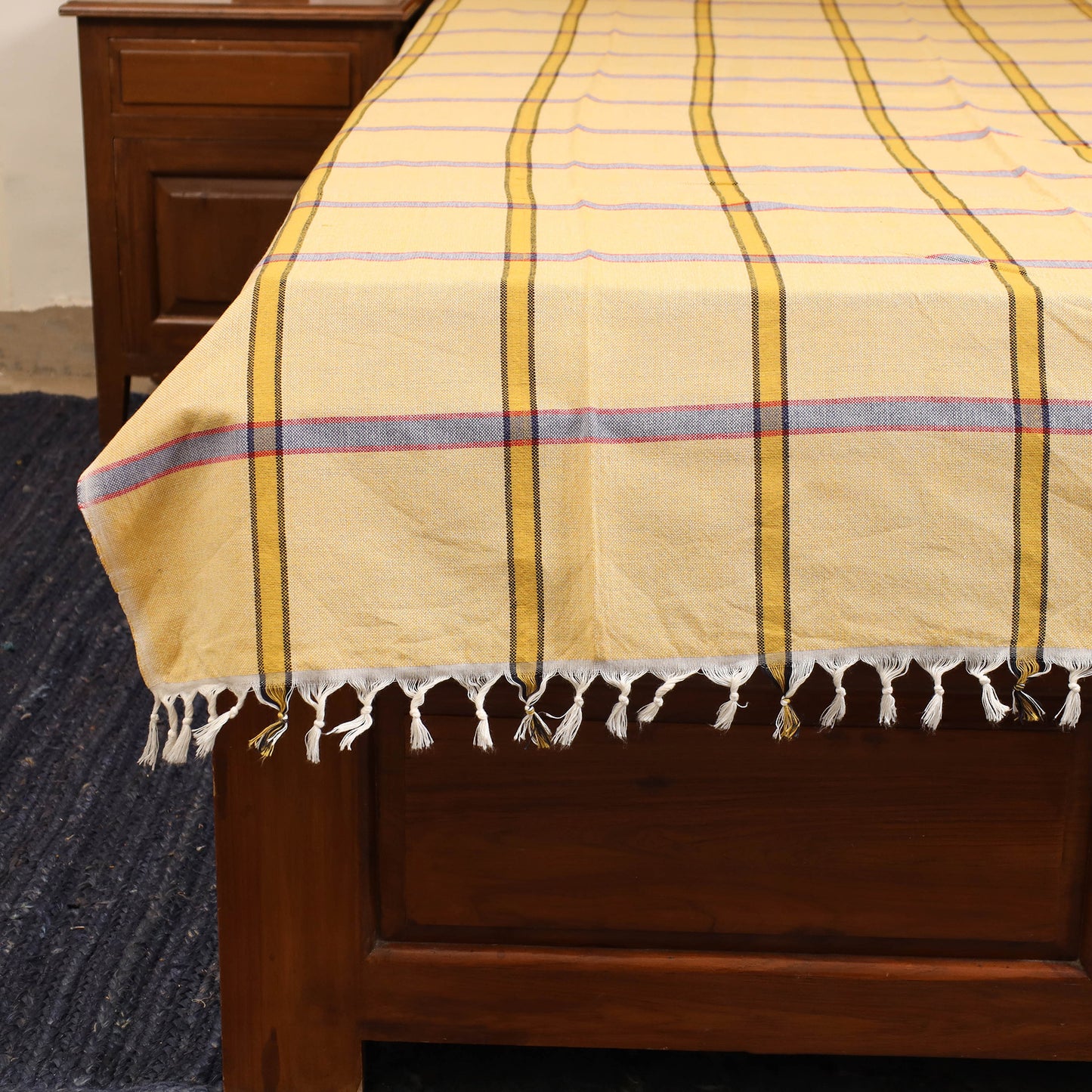 Yellow - single handloom cotton bed sheet (90 x 60 in) 77