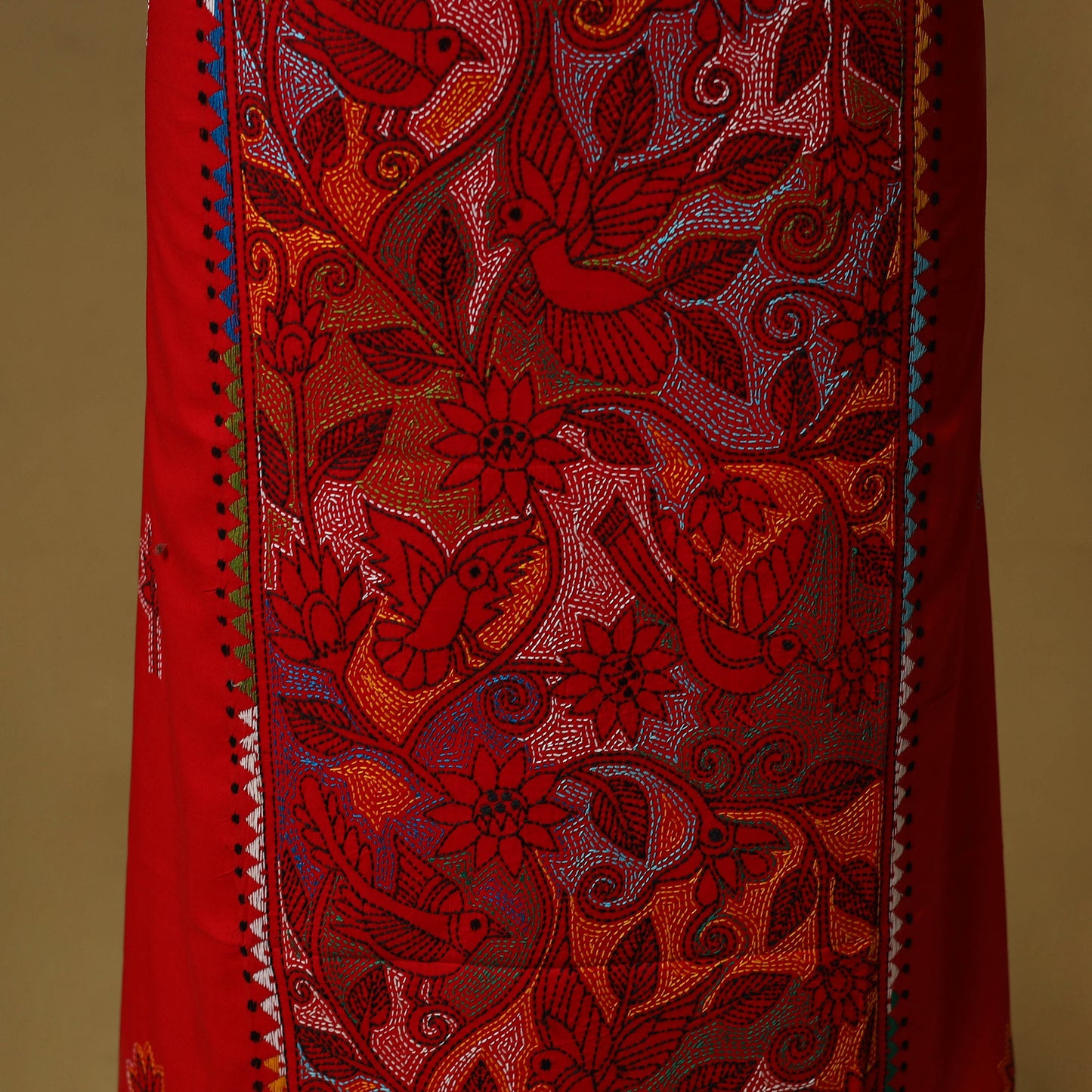 Bengal Kantha Hand Embroidered Unstitched Kurta Material (2.85M) 34