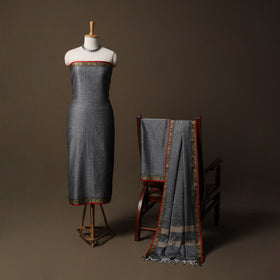 Dharwad Checks Mercerised Cotton 3pc Unstitched Dress Material Suit Set with Woven Border 88