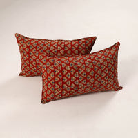 Red - Set of 2 Bagru Block Print Cotton Pillow Covers 41