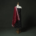 Black - Jacquard Woven 2pc Cotton Unstitched Dress Material Kurta Set with Jewellery 13