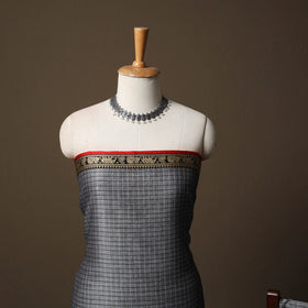 Dharwad Checks Mercerised Cotton 3pc Unstitched Dress Material Suit Set with Woven Border 88