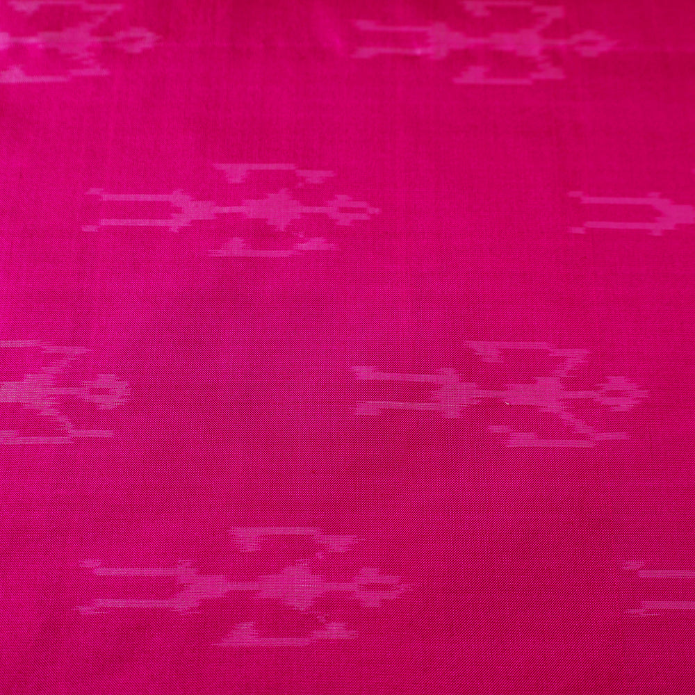 Pink - Pochampally Ikat Weave Handloom Pure Mulberry Silk Fabric 40