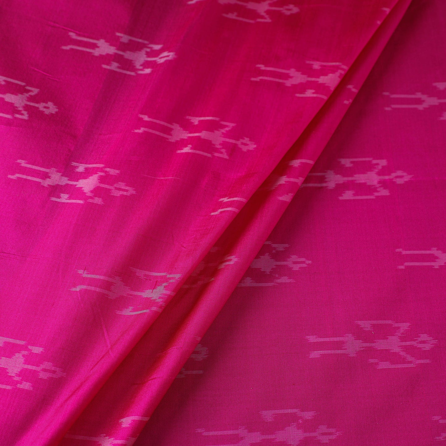 Pink - Pochampally Ikat Weave Handloom Pure Mulberry Silk Fabric 40