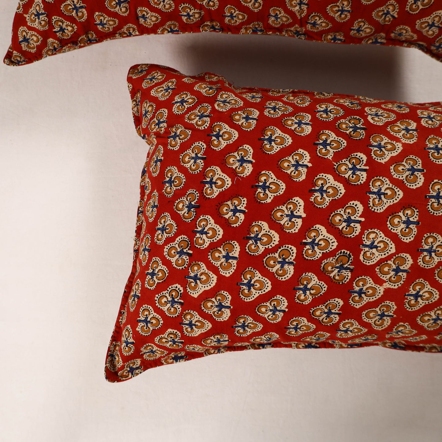 Red - Set of 2 Bagru Block Print Cotton Pillow Covers 41