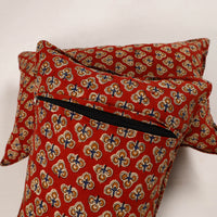 Red - Set of 2 Bagru Block Print Cotton Pillow Covers 41