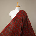 Red Natural Dyed 3 Kaam Block Print Cotton Ajrakh Fabric