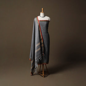 Dharwad Checks Mercerised Cotton 3pc Unstitched Dress Material Suit Set with Woven Border 88