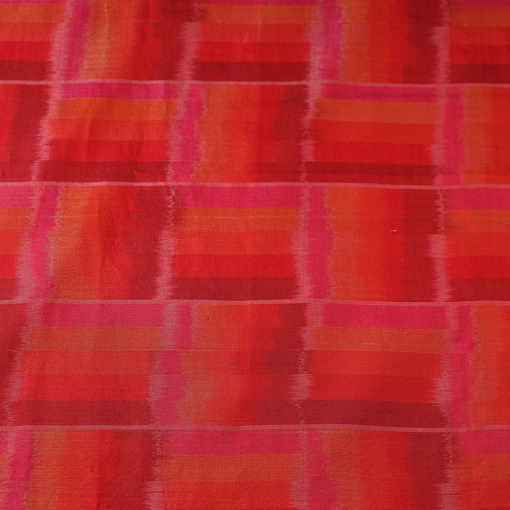 Orange - Handloom Raw Silk Pochampally Ikat Fabric 02
