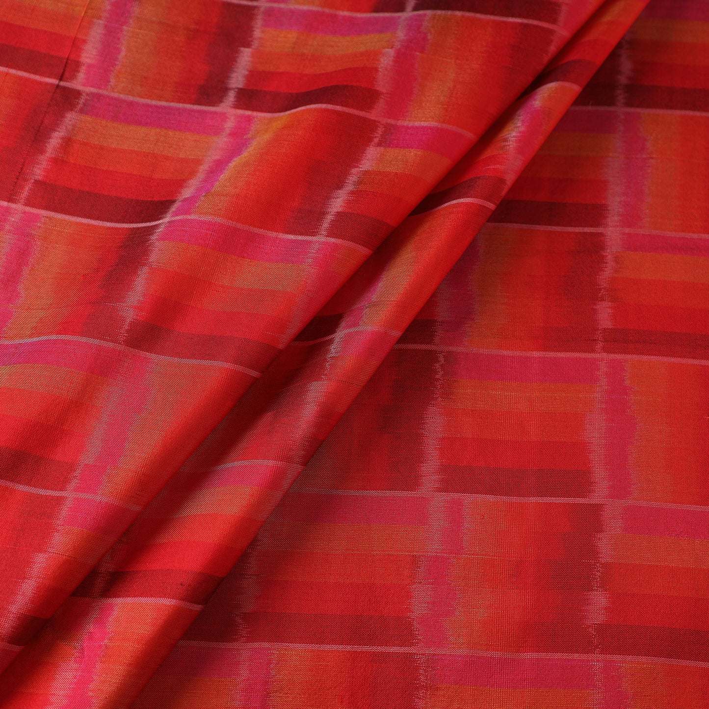 Red - Pochampally Ikat Weave Handloom Pure Mulberry Silk Fabric 41