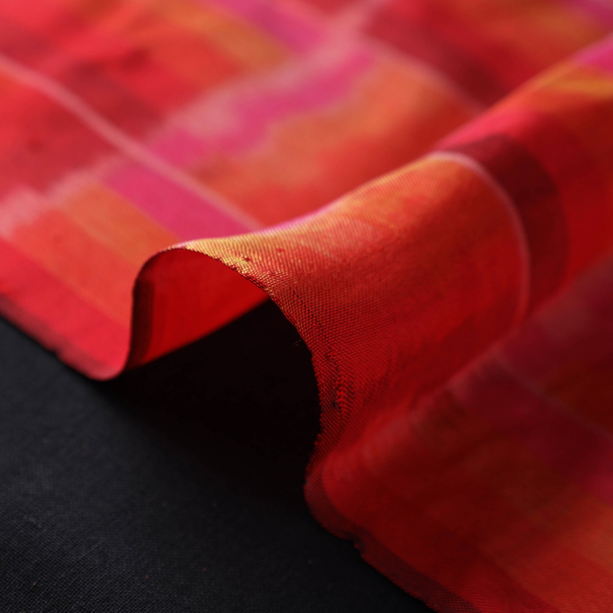 Blue - Handloom Raw Silk Pochampally Ikat Fabric 08