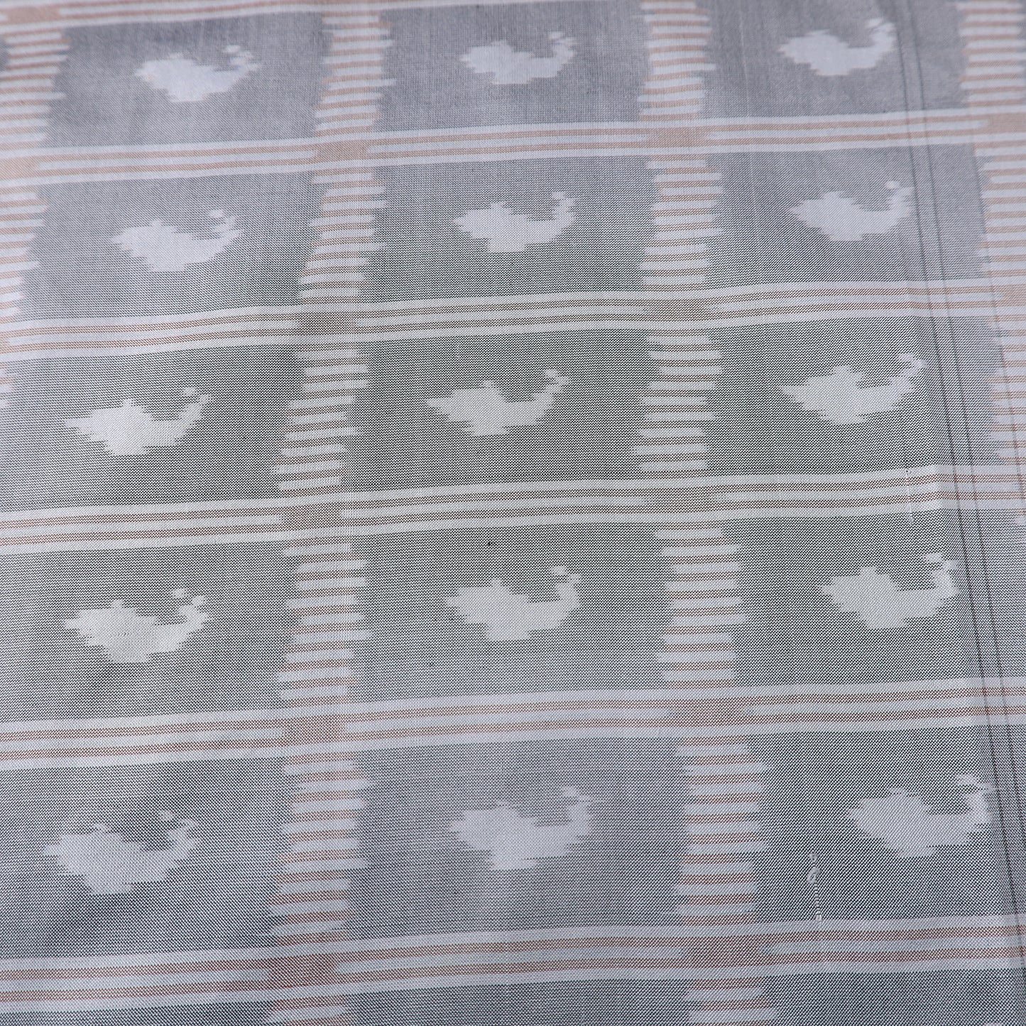 Grey - Pochampally Ikat Weave Handloom Pure Mulberry Silk Fabric 42