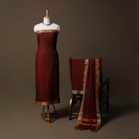 Dharwad Checks Mercerised Cotton 3pc Unstitched Dress Material Suit Set with Woven Border 90