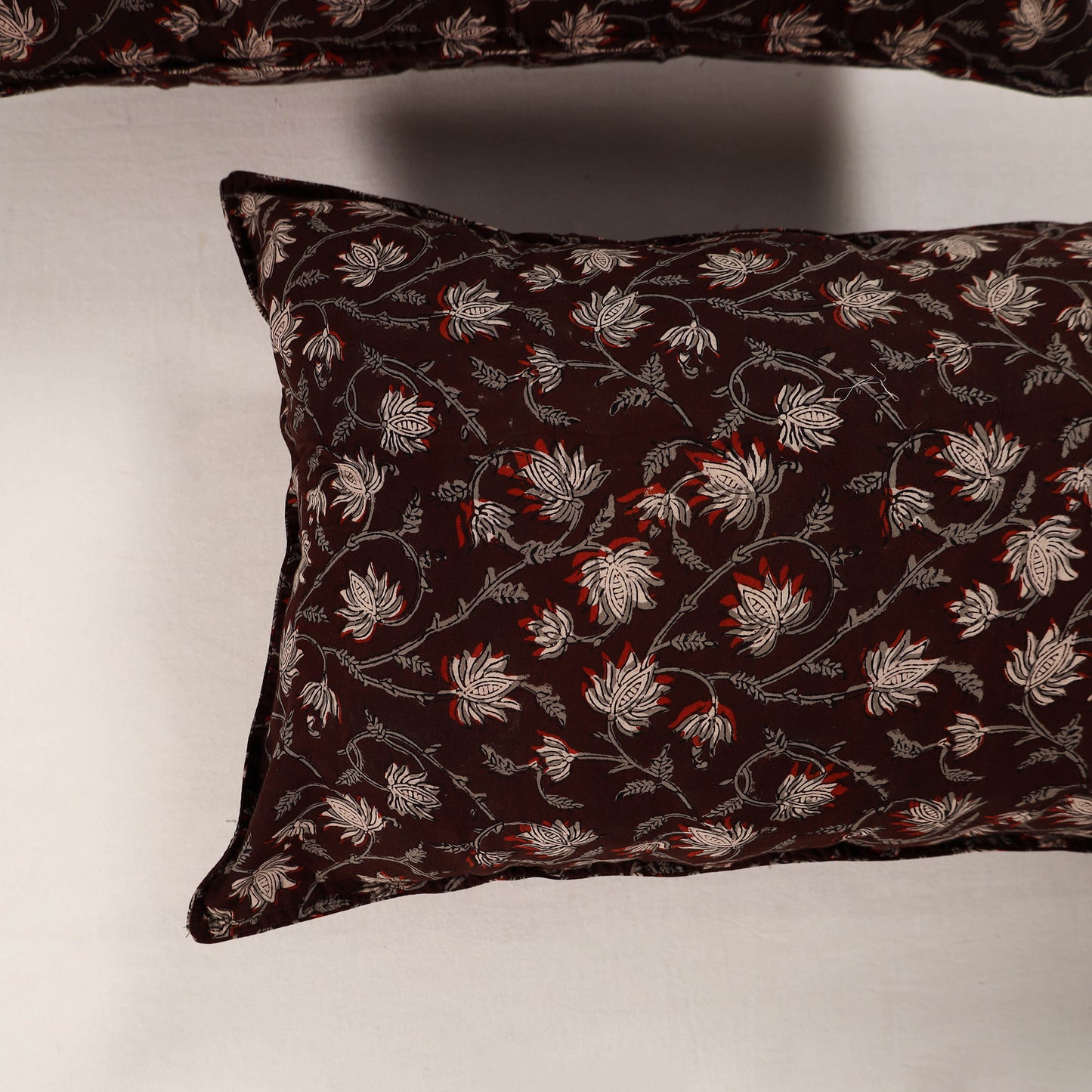 Maroon - Set of 2 Bagru Block Print Cotton Pillow Covers 43