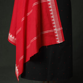 Black - Jacquard Woven 2pc Cotton Unstitched Dress Material Kurta Set with Jewellery 15