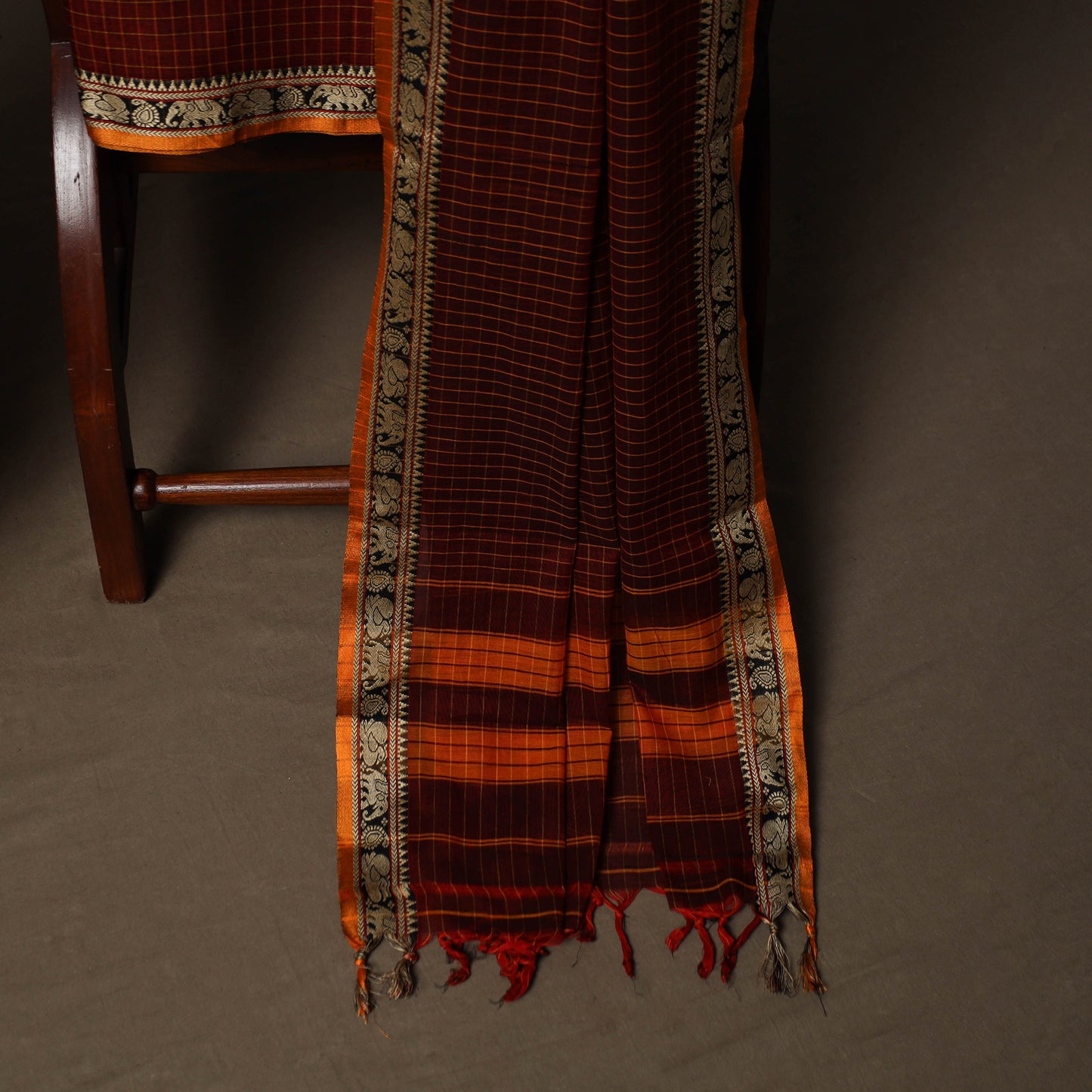 Dharwad Checks Mercerised Cotton 3pc Unstitched Dress Material Suit Set with Woven Border 90