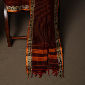 Dharwad Checks Mercerised Cotton 3pc Unstitched Dress Material Suit Set with Woven Border 90