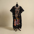 Black - cotton hand batik kaftan with tie-up waist (long)