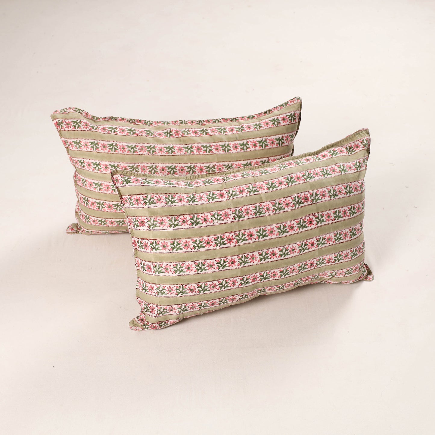 Multicolor - Set of 2 Sanganeri Block Print Cotton Pillow Covers 44