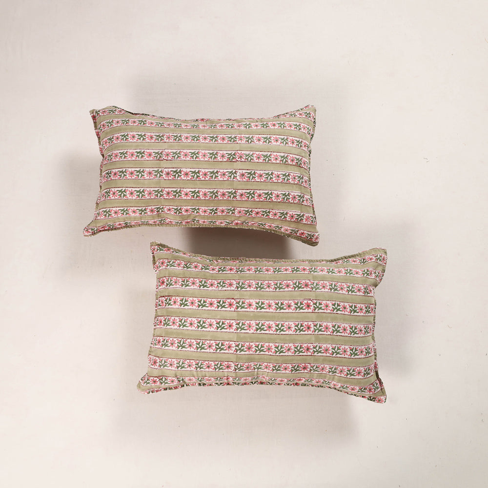 Multicolor - Set of 2 Sanganeri Block Print Cotton Pillow Covers 44