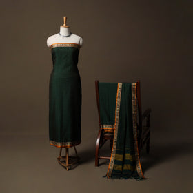 Dharwad Checks Mercerised Cotton 3pc Unstitched Dress Material Suit Set with Woven Border 91