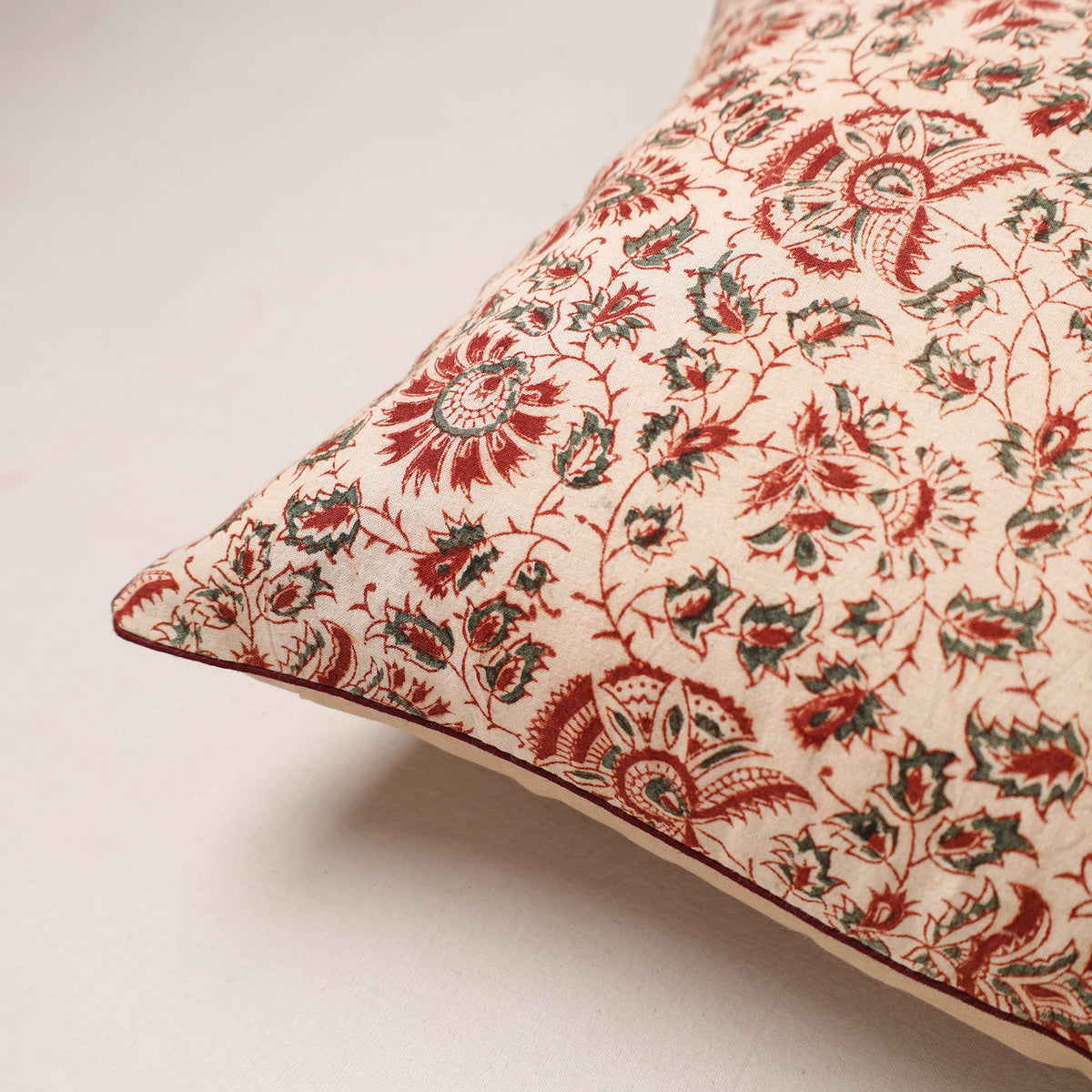 Kalamkari Print Cushion Cover (16 x 16 in) 124